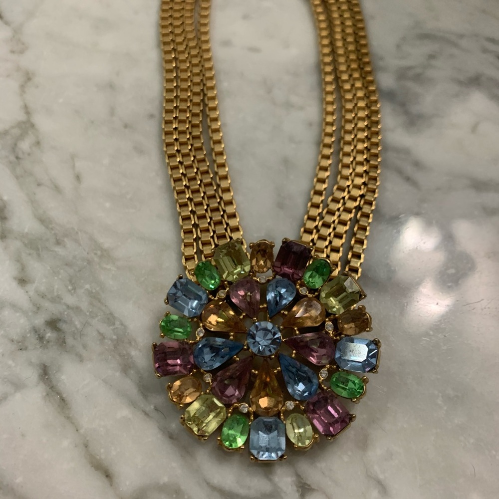 Gold Colorful Pendant Necklace